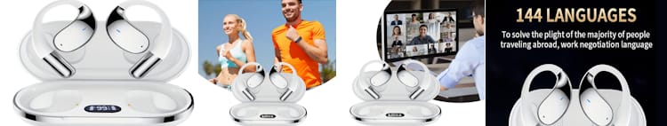 Translation Earbuds, 144 Languages Real-Time Translator, AI Voice Translating Earphones with Smart Wireless In-Ear Tool with Noise Reduction